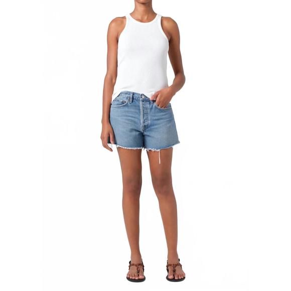 NEW AGOLDE parker long jean short in fairway - Picture 1 of 5